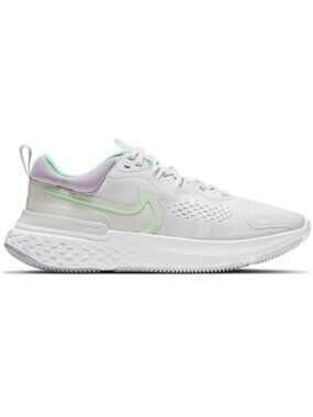 𝅺Nike Running React Miler 2 Sneakers Platinum Tint/Green Glow/White 8